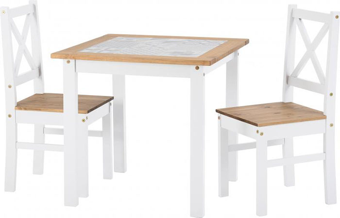 Salvador Tile Top Dining Set in White (2 Chairs)